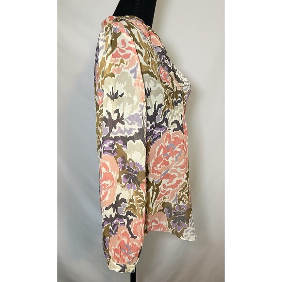 Lauren Ralph Lauren Multi Floral Sheer Ruffle Long Sleeve Blouse Top Women's PM - Picture 4 of 12
